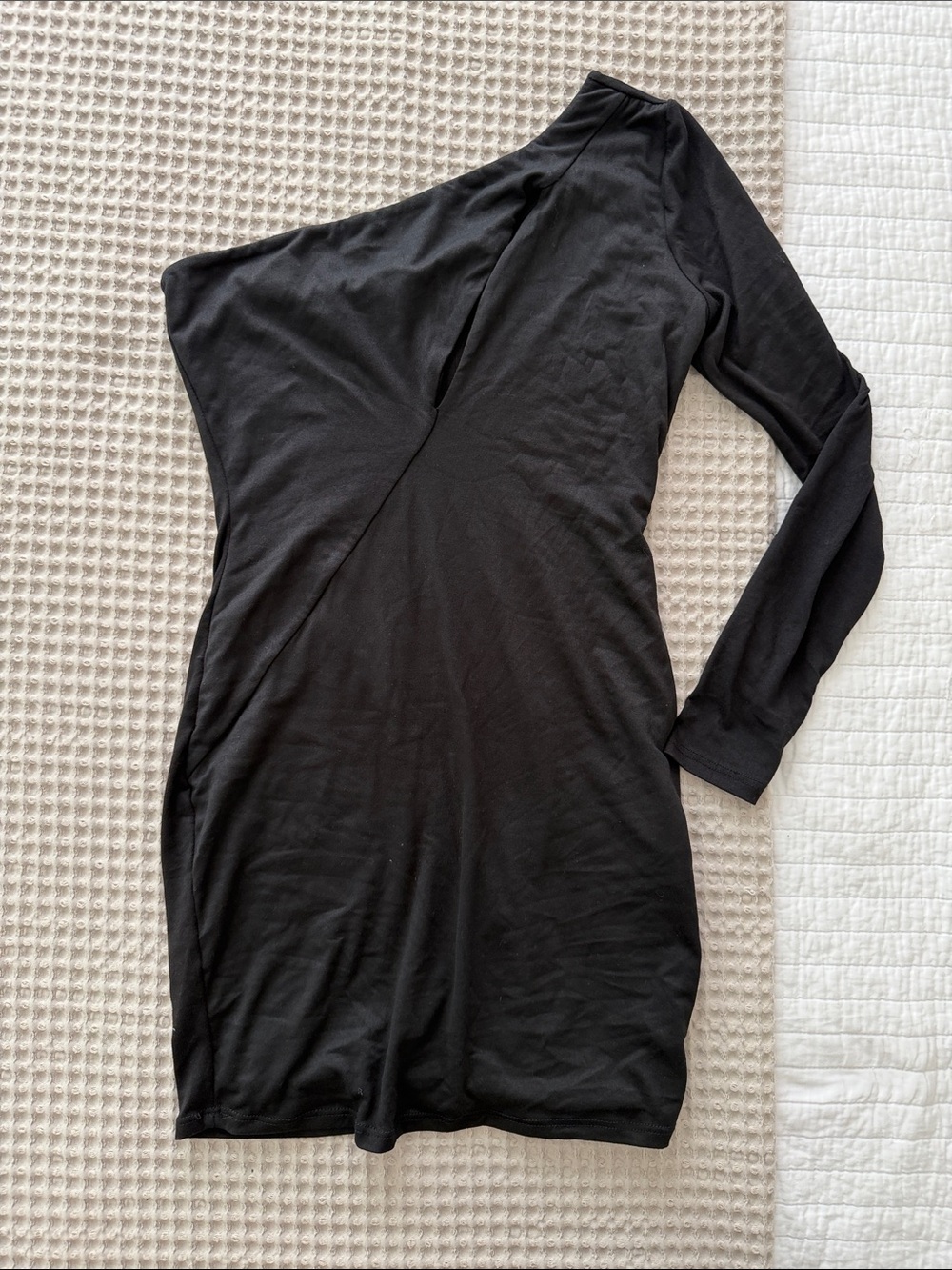 Fashion Nova Black One-Shoulder Long Sleeve Dress